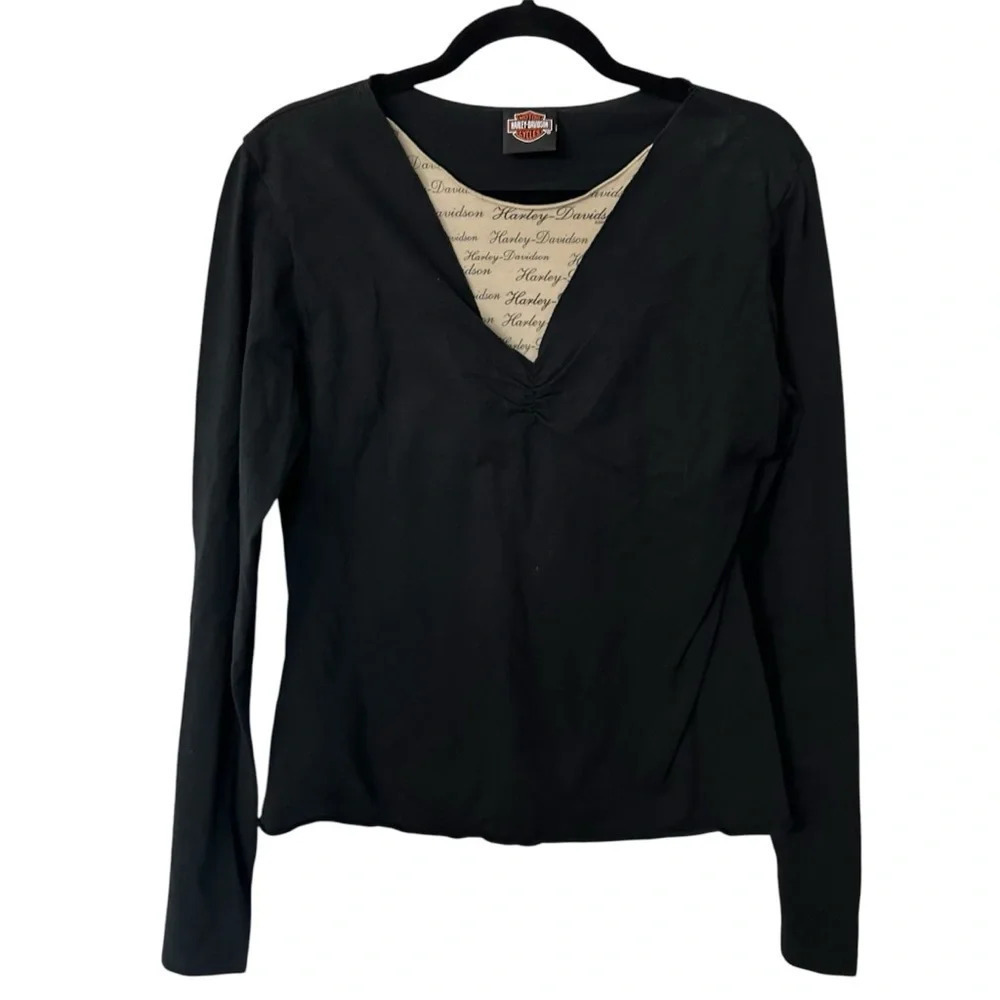 Harley Davidson Barnett El Paso TX Women’s Black Long Sleeve Top Size L GUC